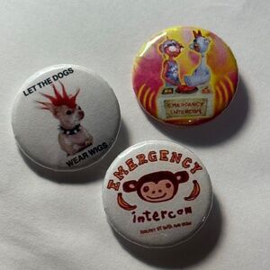 handmade emergency intercom podcast pin / button SET! (Comes with all 3!)